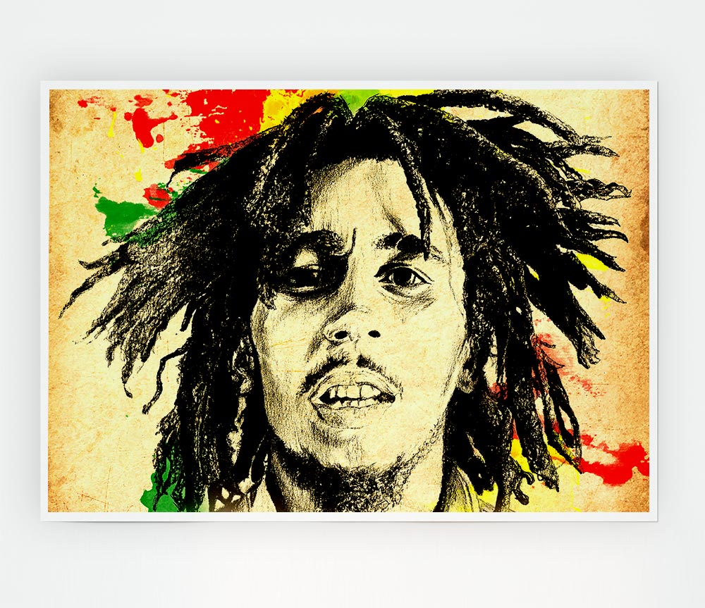 Bob Marley Splash Colour Print Poster Wall Art