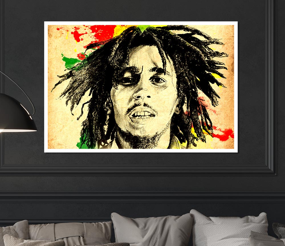 Bob Marley Splash Colour Print Poster Wall Art