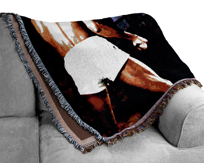 Bruce Lee Flying Kick Woven Blanket