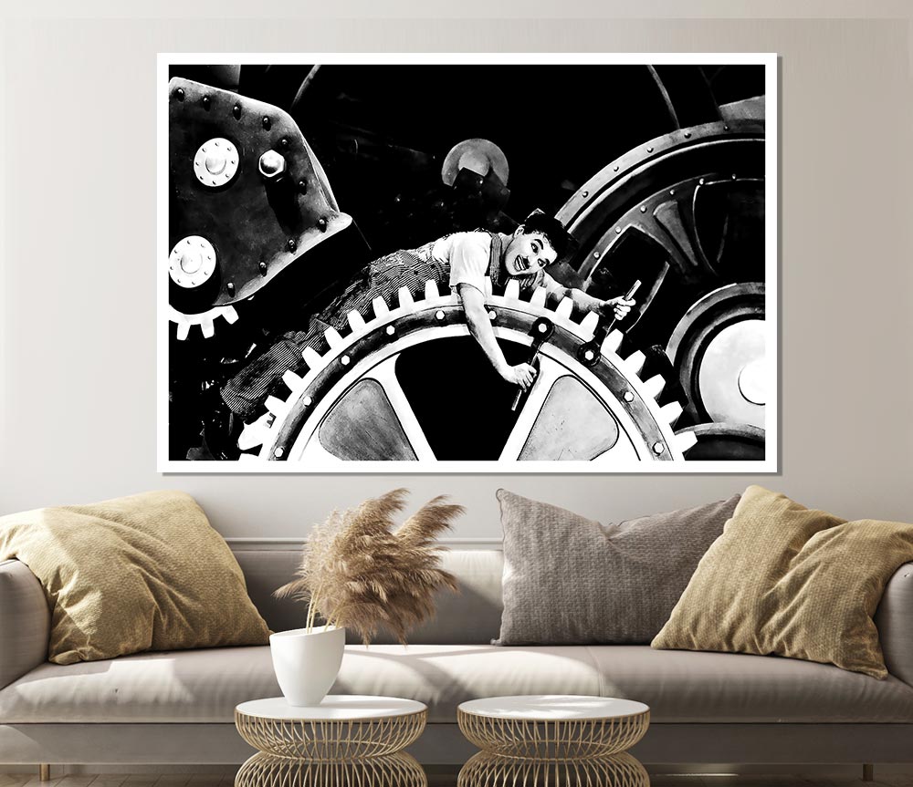 Charlie Chaplin Cogs Print Poster Wall Art