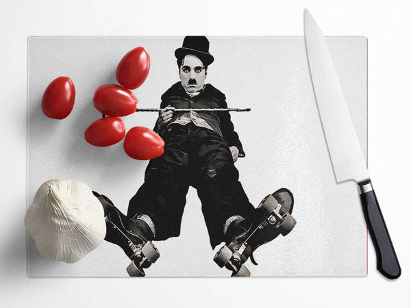 Charlie Chaplin Ice Rink Glass Chopping Board