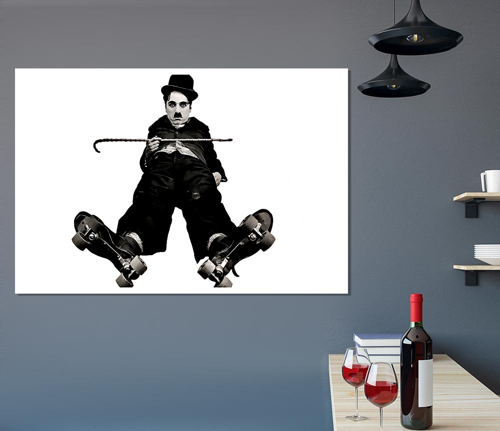 Charlie Chaplin Ice Rink Print Poster Wall Art