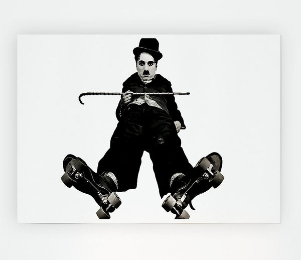 Charlie Chaplin Ice Rink Print Poster Wall Art