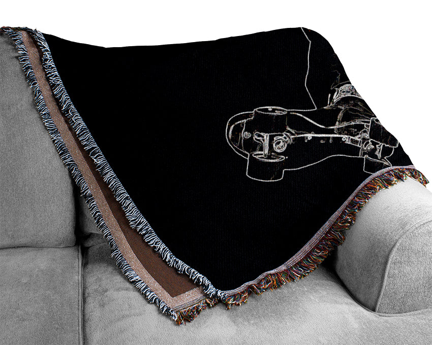 Charlie Chaplin White On Black Woven Blanket