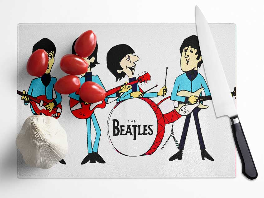 Early Beatles White Glass Chopping Board