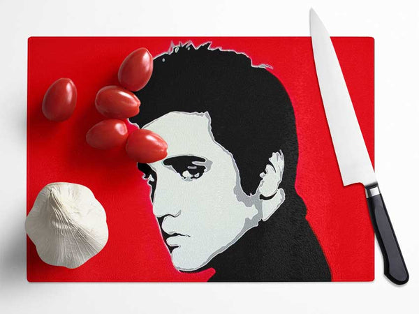 Elvis Portrait Red Glass Chopping Board