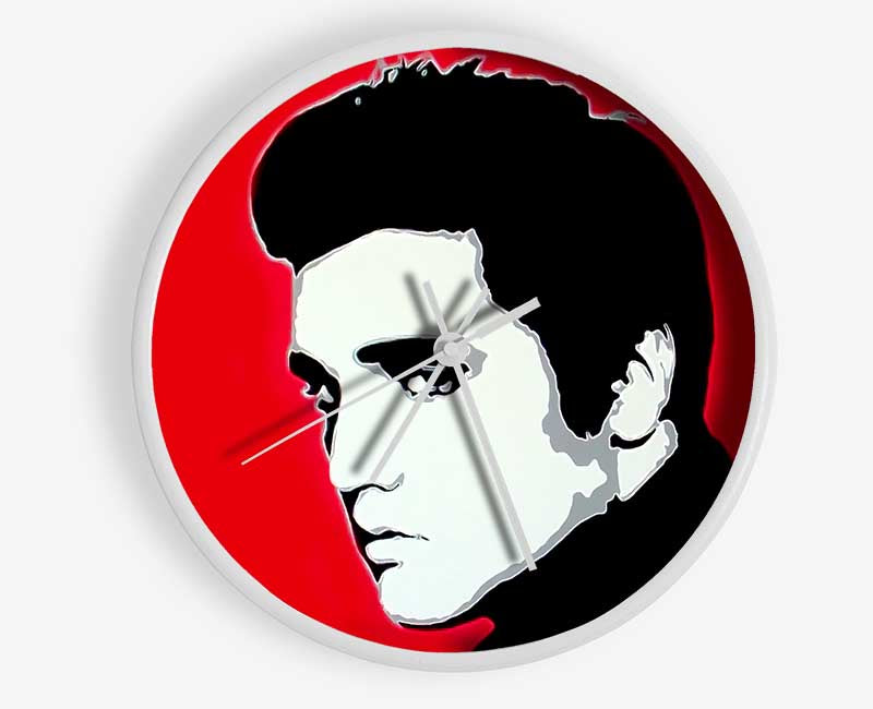 Elvis Portrait Red Clock - Wallart-Direct UK