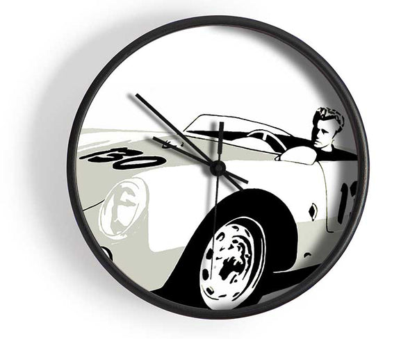 James Dean Car B n W Clock - Wallart-Direct UK