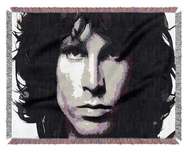 Jim Morrison Face B n W Woven Blanket