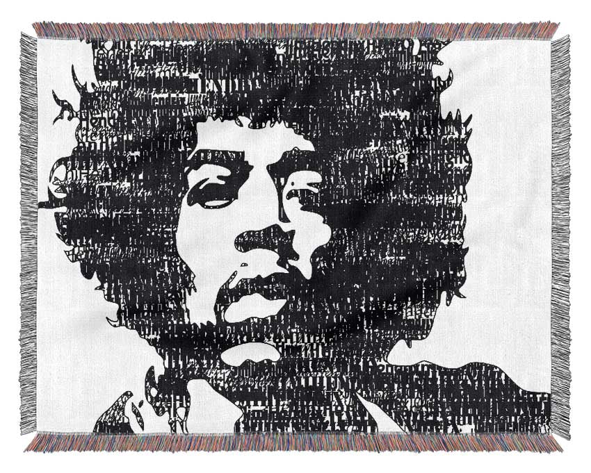 Jimi Hendrix Black And White Woven Blanket