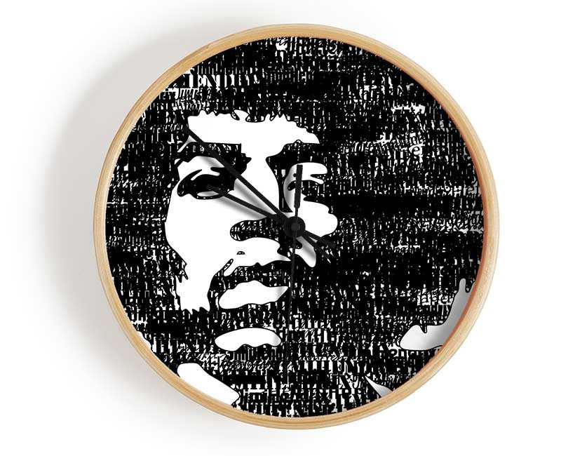 Jimi Hendrix Black And White Clock - Wallart-Direct UK