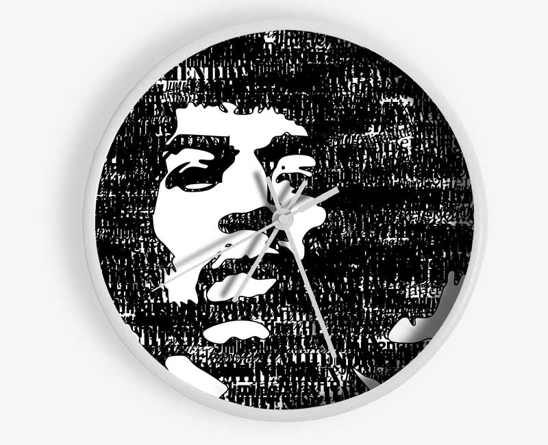 Jimi Hendrix Black And White Clock - Wallart-Direct UK