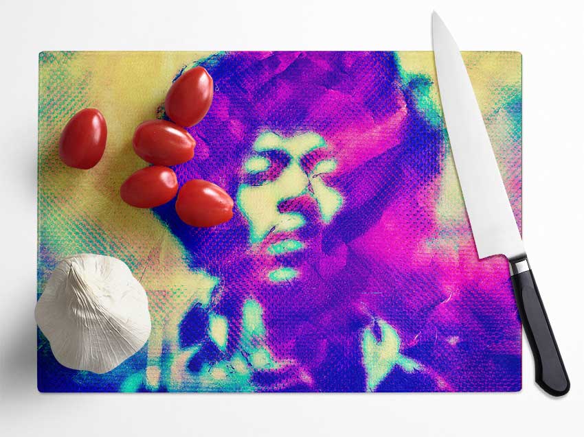 Jimi Hendrix Blur Glass Chopping Board