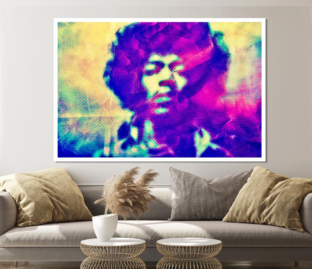 Jimi Hendrix Blur Print Poster Wall Art