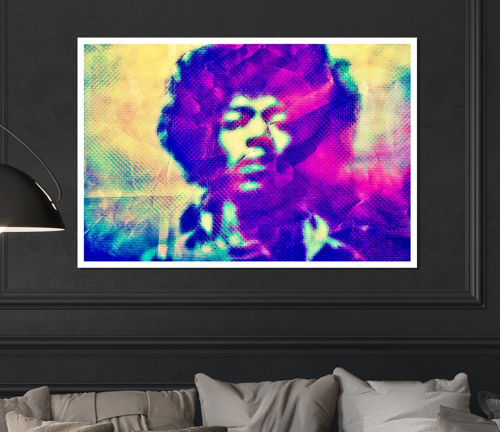 Jimi Hendrix Blur Print Poster Wall Art