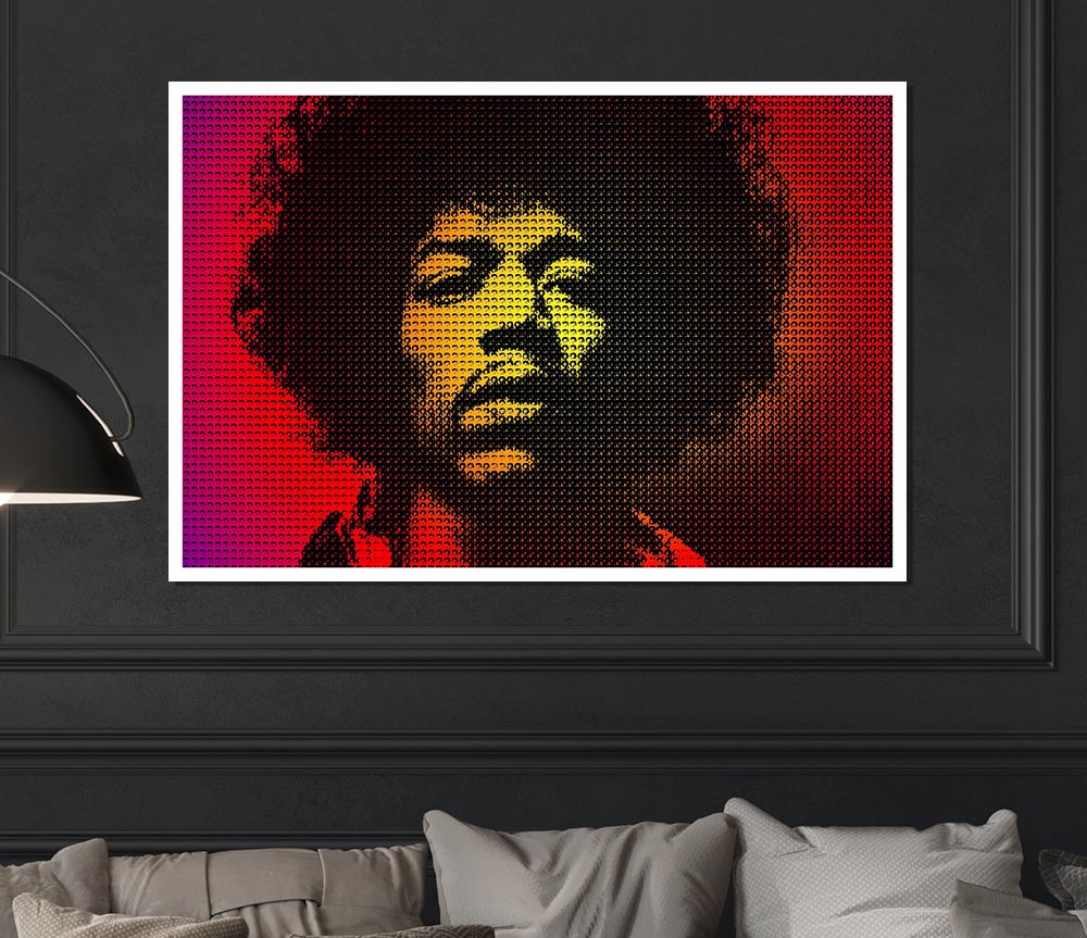 Jimi Hendrix Face Print Poster Wall Art