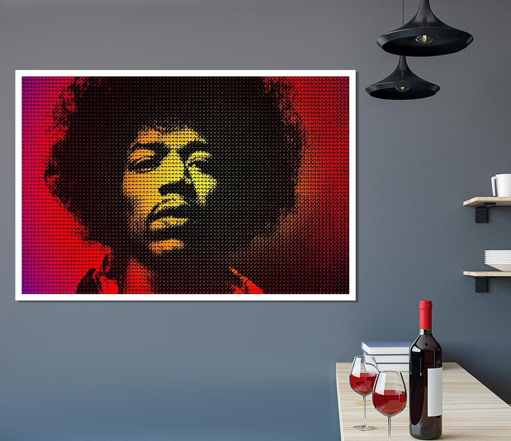 Jimi Hendrix Face Print Poster Wall Art