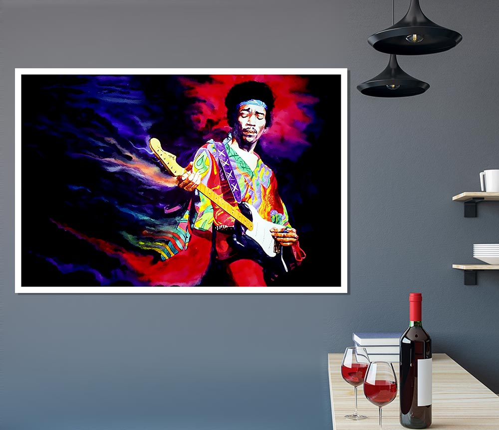 Jimi Hendrix Lightning Fast Print Poster Wall Art