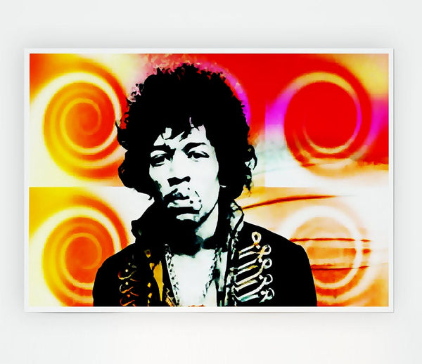 Jimi Hendrix Swirls Print Poster Wall Art