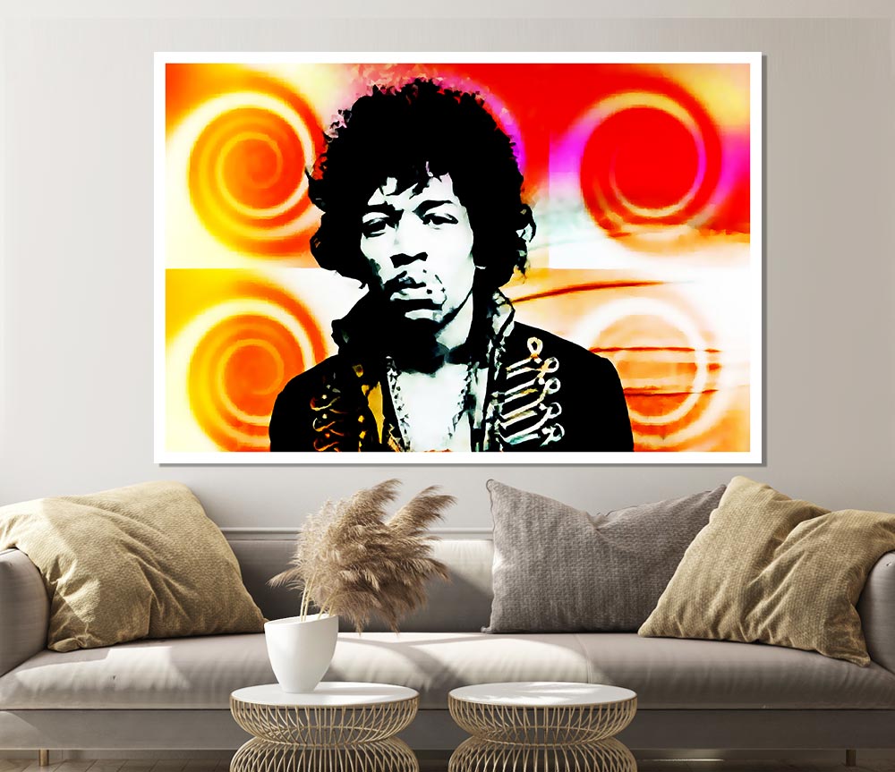 Jimi Hendrix Swirls Print Poster Wall Art