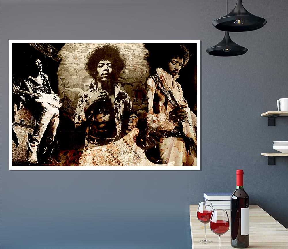 Jimi Hendrix Trio Print Poster Wall Art