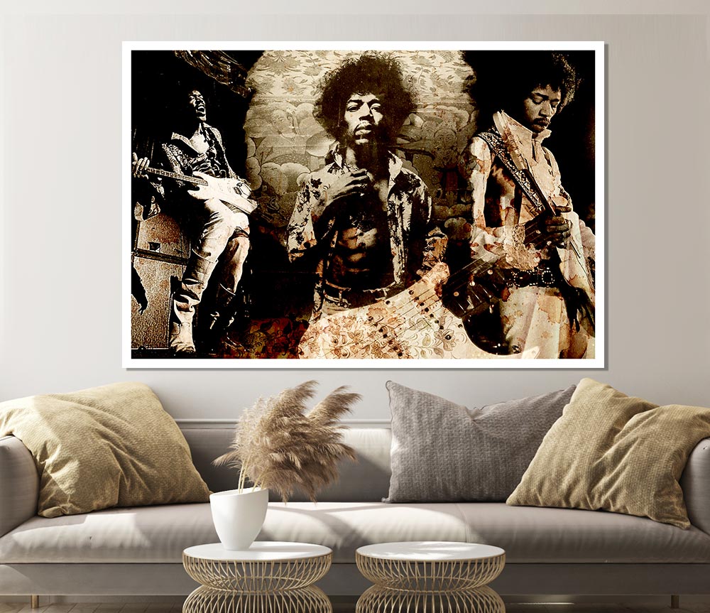 Jimi Hendrix Trio Print Poster Wall Art