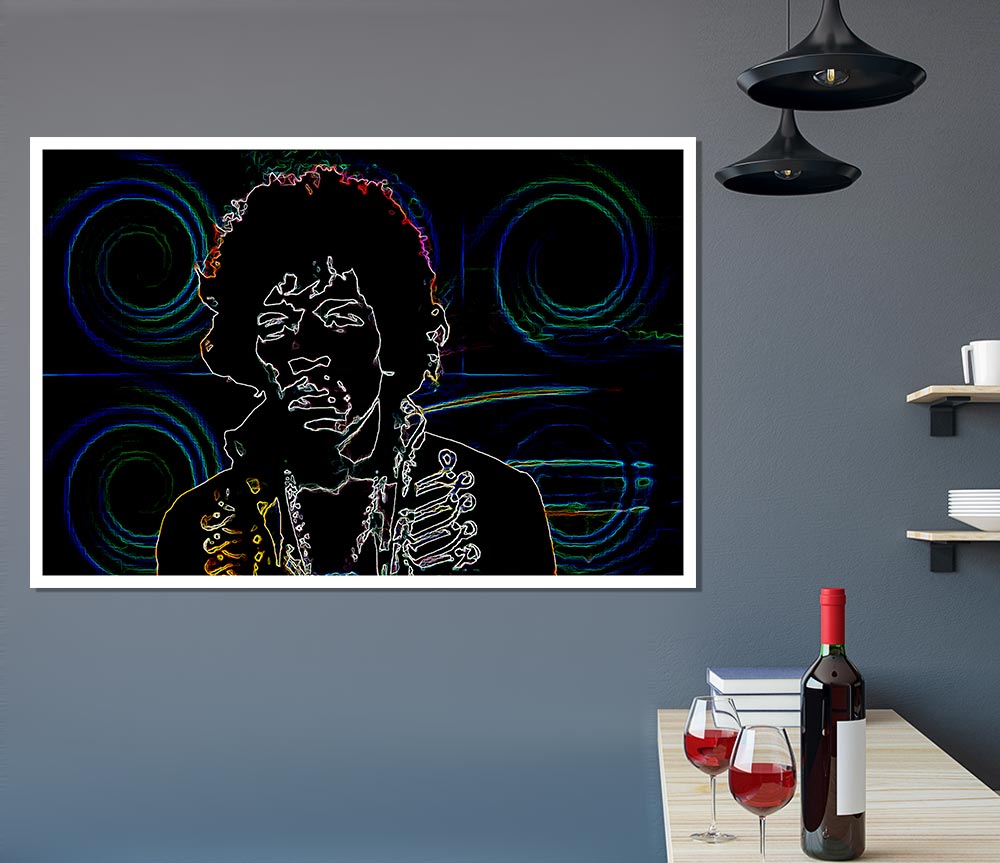 Jimi Hendrix Psychedelic Print Poster Wall Art