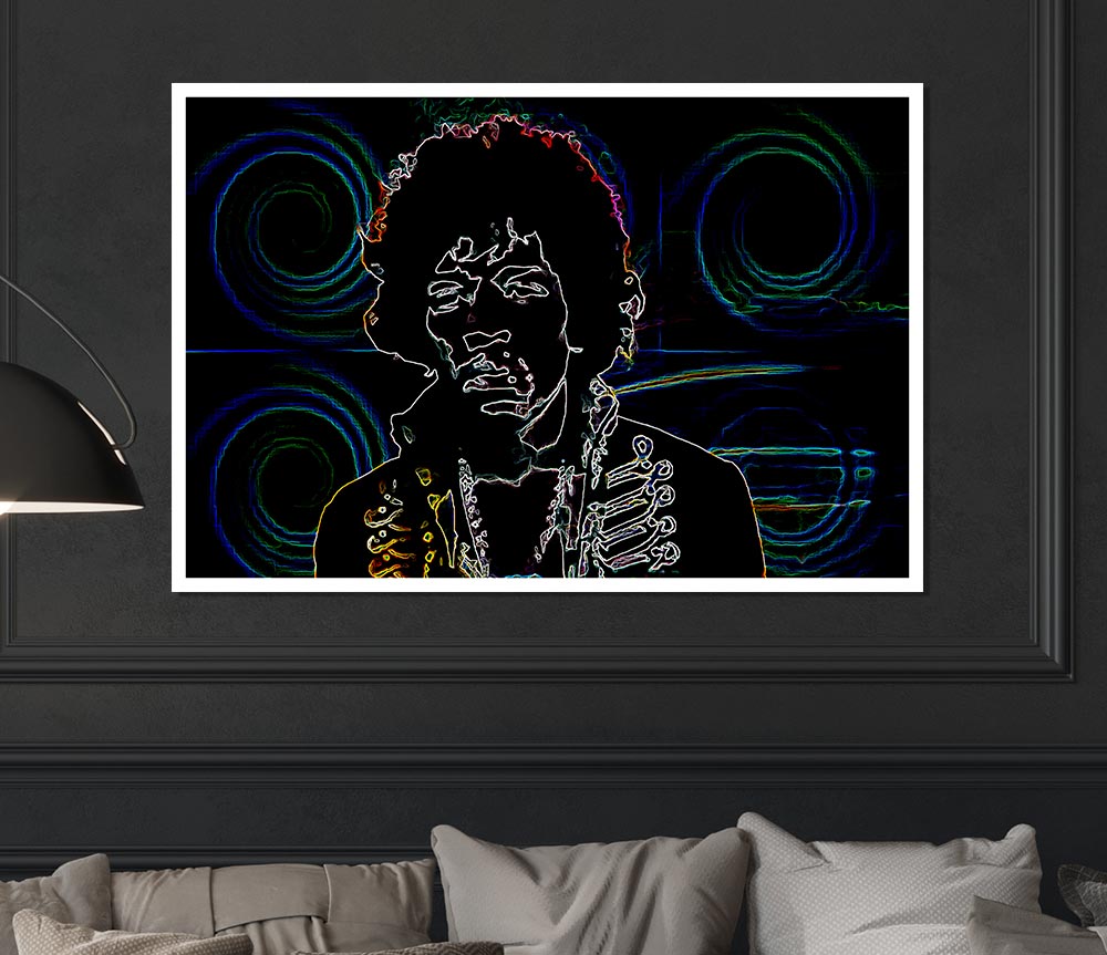 Jimi Hendrix Psychedelic Print Poster Wall Art