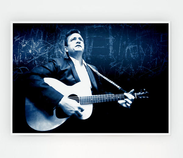 Johnny Cash Blue Print Poster Wall Art