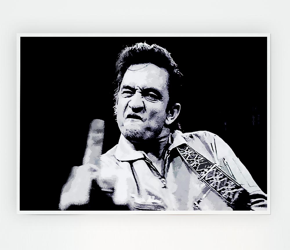 Johnny Cash Finger B N W Print Poster Wall Art