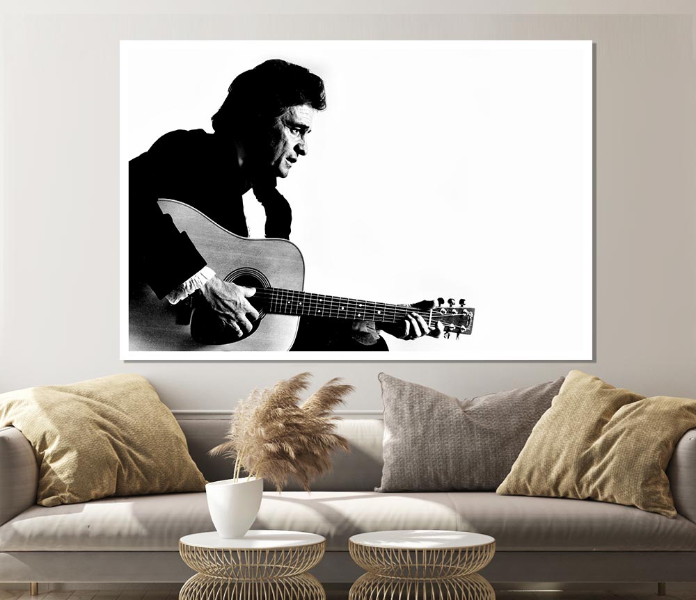 Johnny Cash Guitar Man Print Poster Wall Art