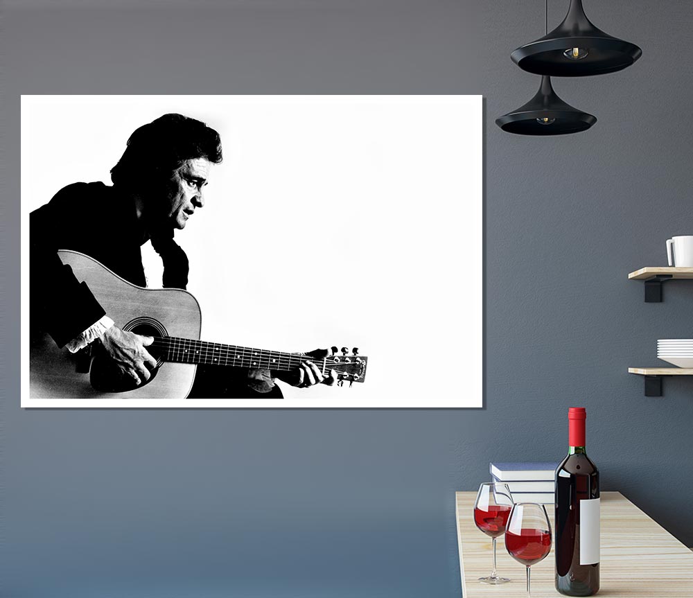 Johnny Cash Guitar Man Print Poster Wall Art