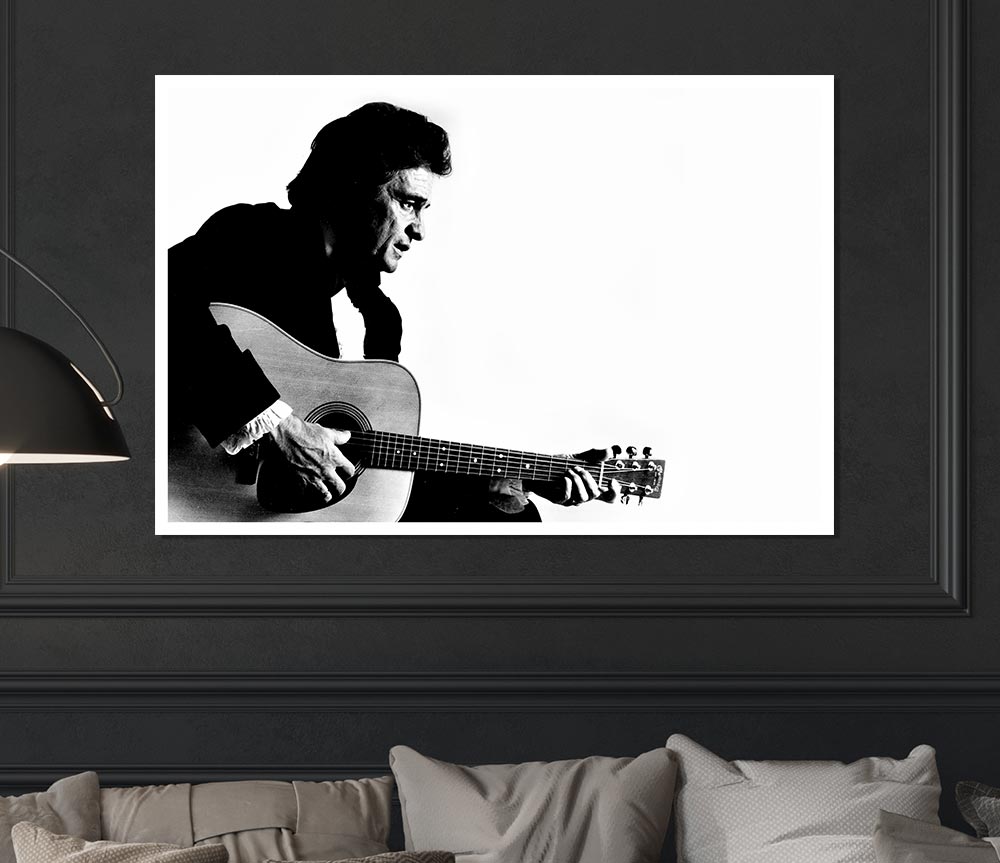 Johnny Cash Guitar Man Print Poster Wall Art