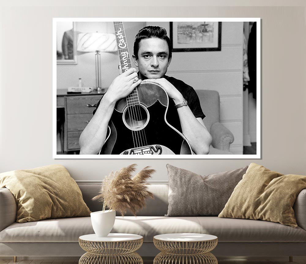 Johnny Cash Guitar Print Poster Wall Art