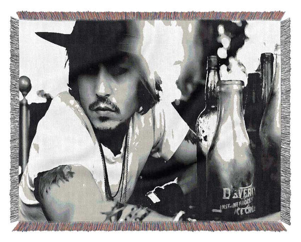 Johnny Depp Hat B n W Woven Blanket