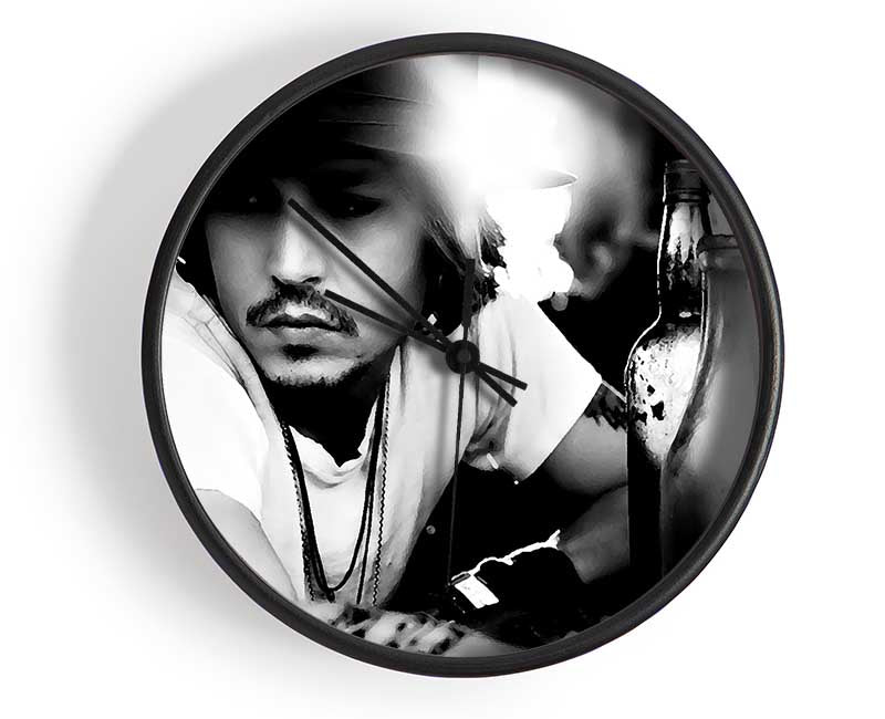 Johnny Depp Hat B n W Clock - Wallart-Direct UK