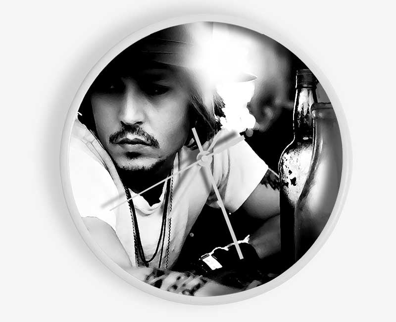 Johnny Depp Hat B n W Clock - Wallart-Direct UK