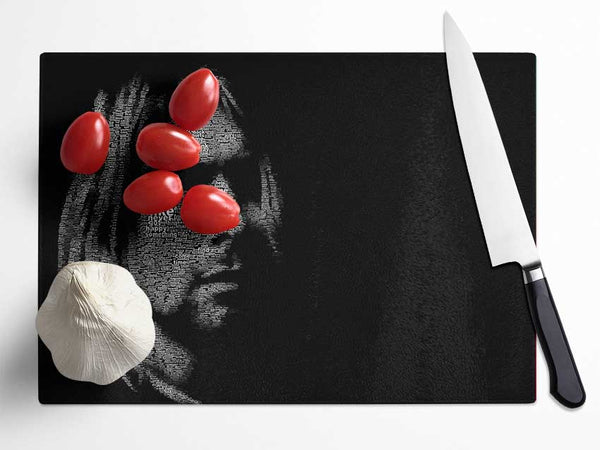 Kurt Cobain Portrait Glass Chopping Board