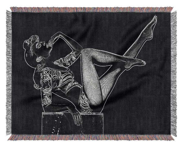 Kylie White On Black Woven Blanket