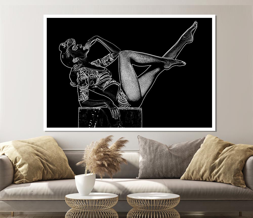 Kylie White On Black Print Poster Wall Art