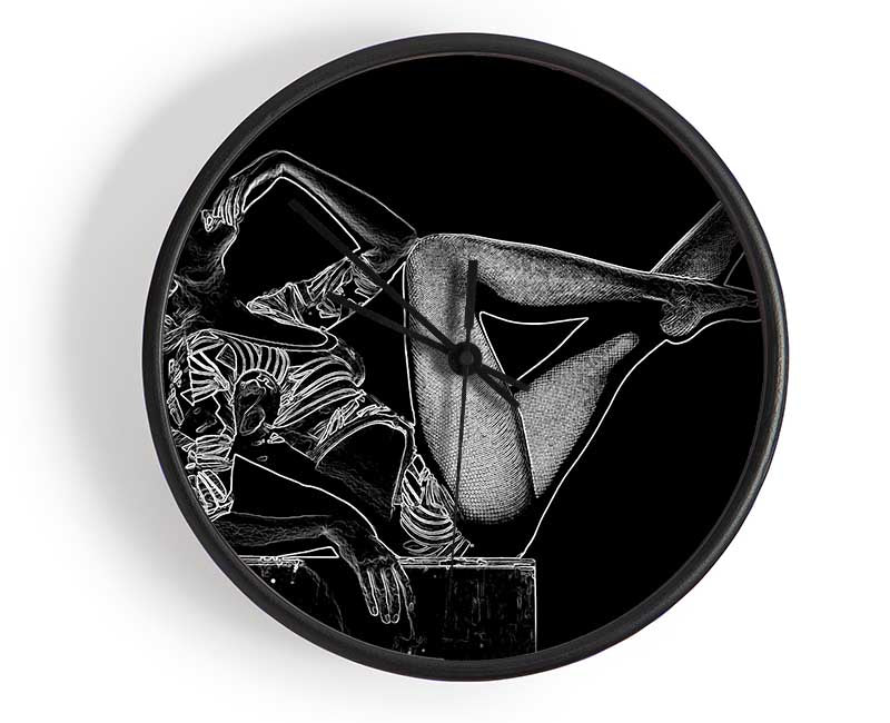 Kylie White On Black Clock - Wallart-Direct UK