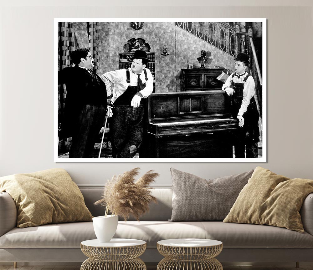 Laurel And Hardy Piano Break Print Poster Wall Art