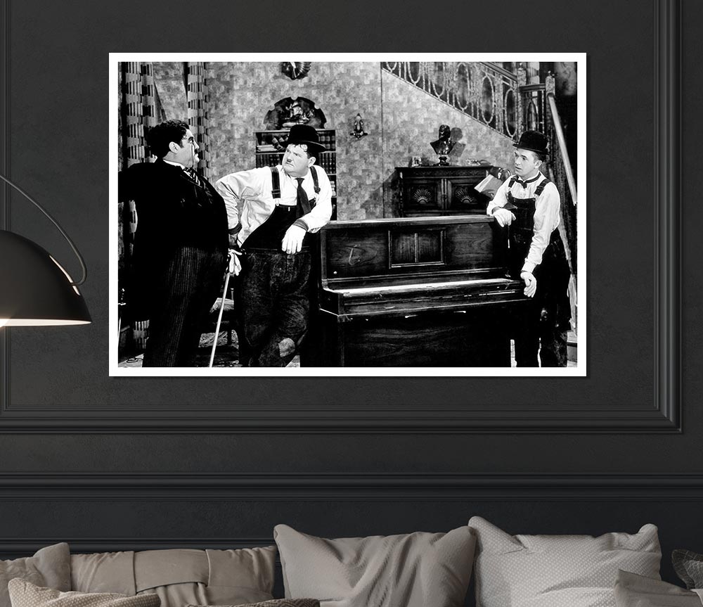 Laurel And Hardy Piano Break Print Poster Wall Art