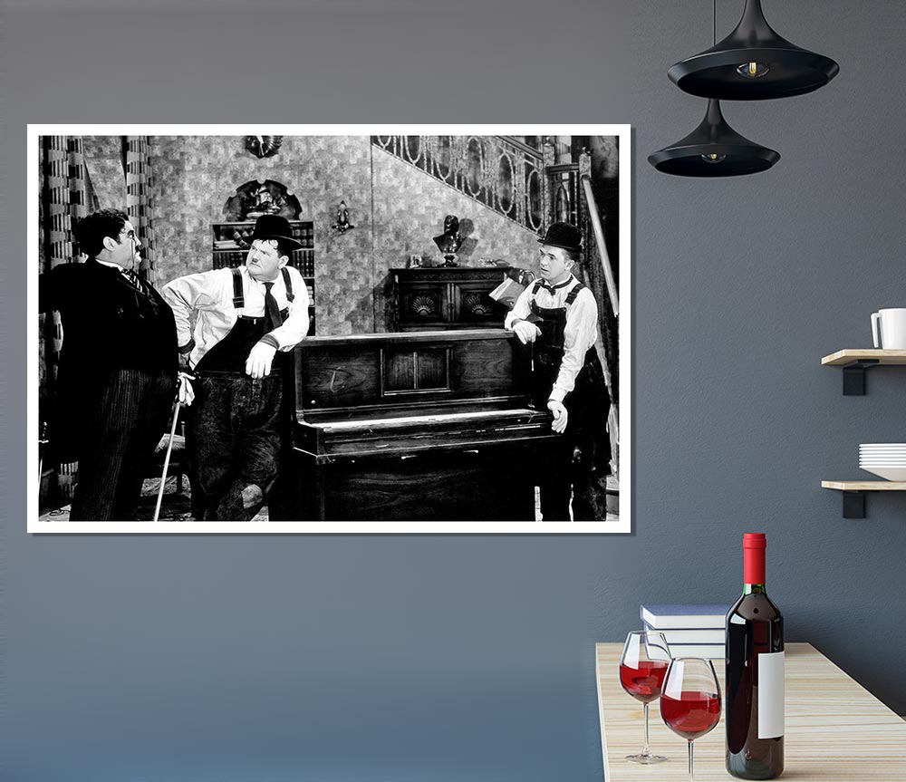 Laurel And Hardy Piano Break Print Poster Wall Art