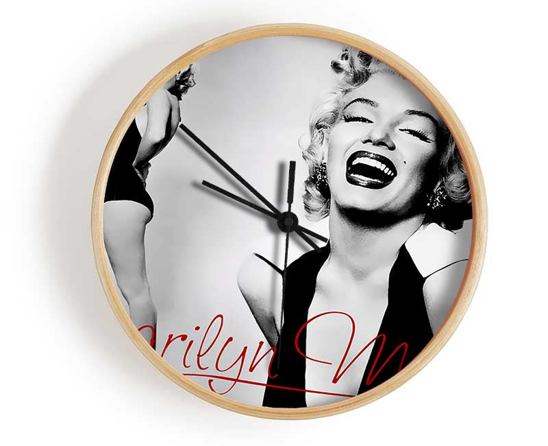 Marilyn Monroe B n W Red Clock - Wallart-Direct UK