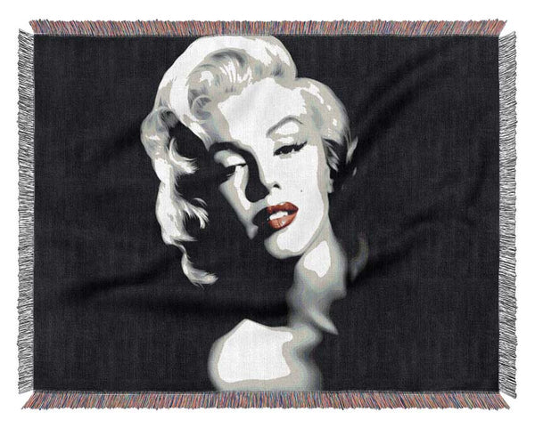 Marilyn Monroe Red Lips Landscape Woven Blanket