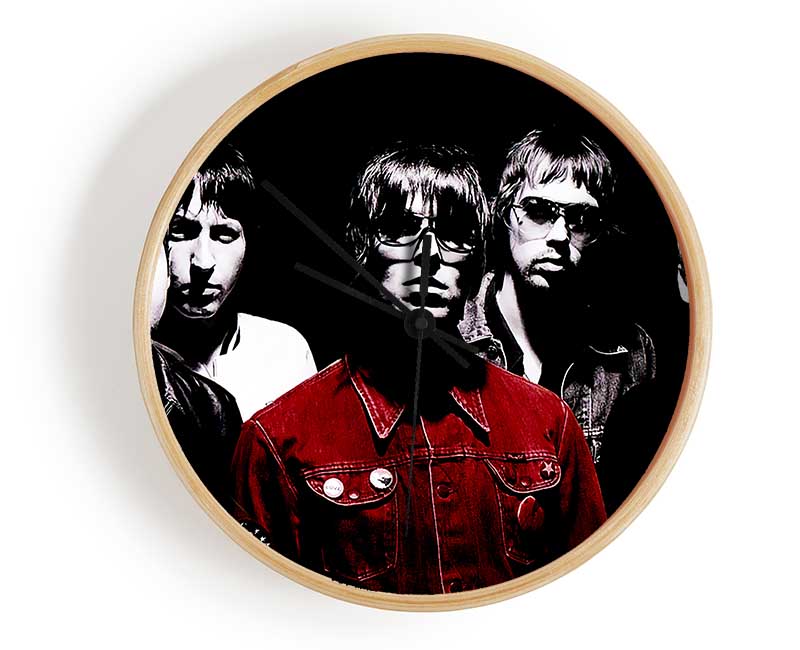 Oasis Liam Red Coat B n W Clock - Wallart-Direct UK