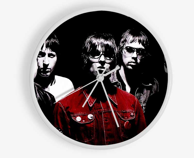 Oasis Liam Red Coat B n W Clock - Wallart-Direct UK