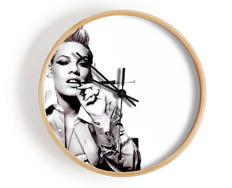 Pink Cigarette B n W Clock - Wallart-Direct UK