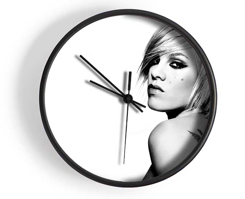 Pink Tattoo B n W Clock - Wallart-Direct UK